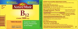 Label for Vitamin B12 1000 mcg