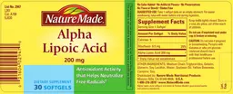 Label for Alpha Lipoic Acid 200 mg