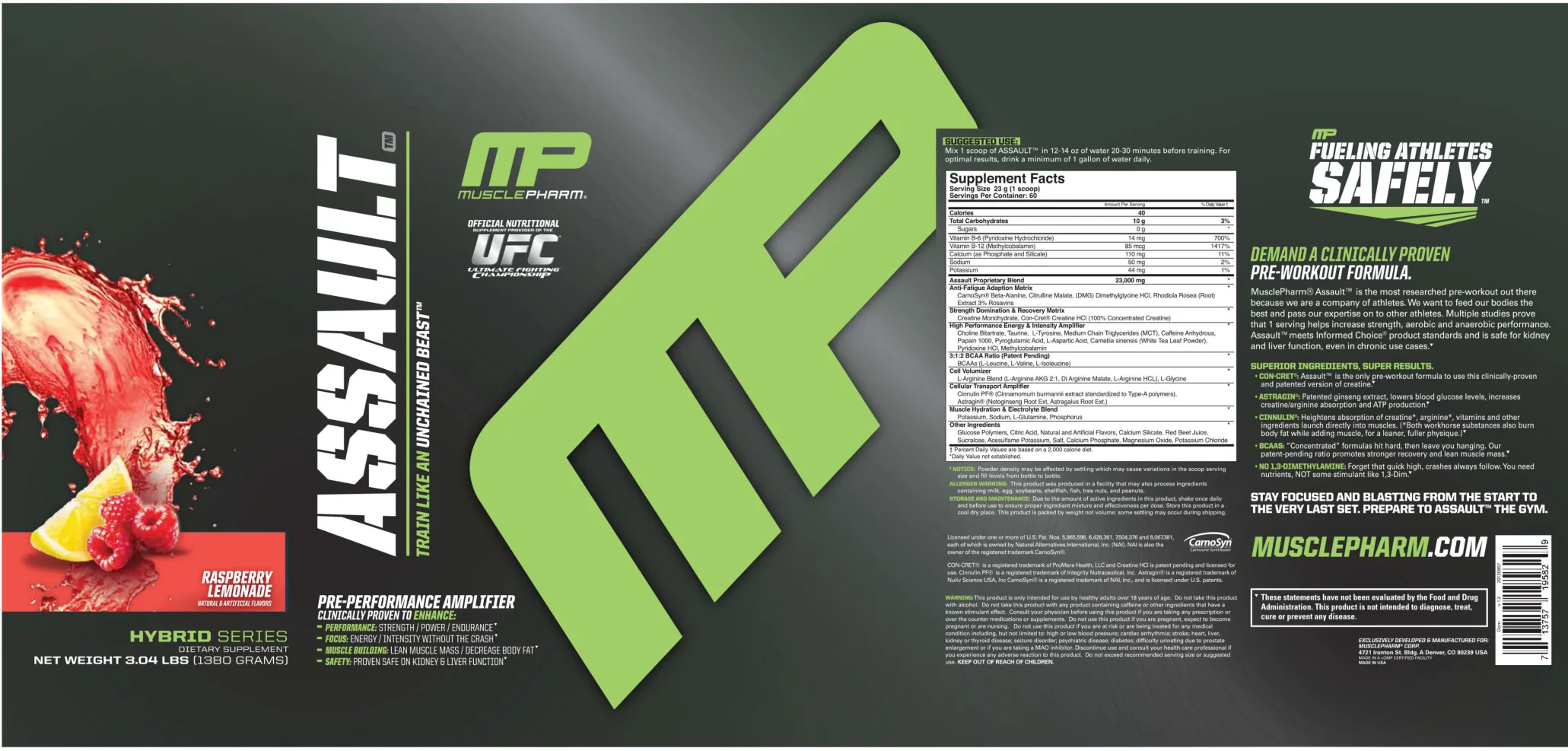 Label for Assault Raspberry Lemonade