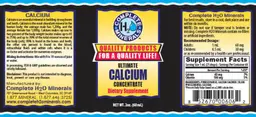 Label for Ultimate Calcium Concentrate