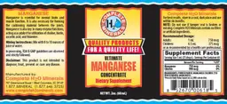 Label for Ultimate Manganese Concentrate