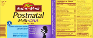 Label for Postnatal Multi + DHA