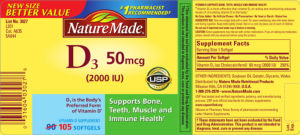 Label for D3 50 mcg (2000 IU)