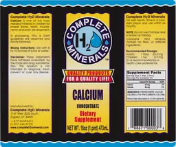 Label for Calcium Concentrate