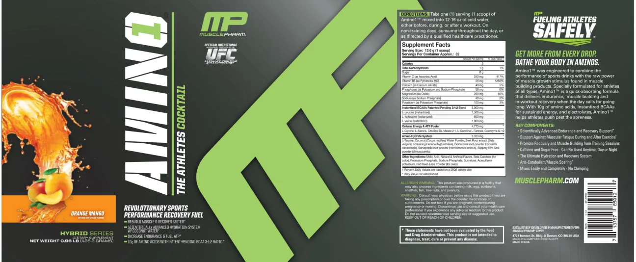 Label for Amino 1 Orange Mango