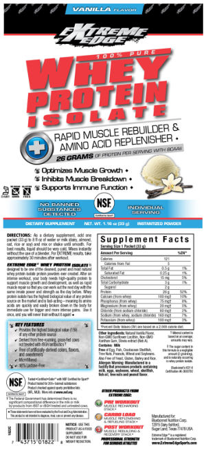 Whey Protein Isolate Vanilla Flavor