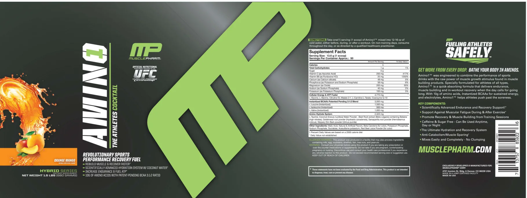 Label for Amino 1 Orange Mango