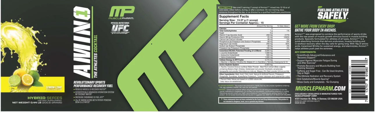 Label for Amino 1 Lemon Lime