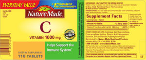 Label for Vitamin C 1000 mg