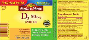 Label for D3 50 mcg (2000 IU)