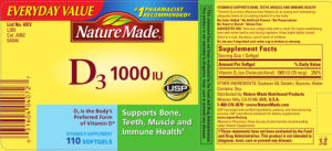 Label for D3 1000 IU