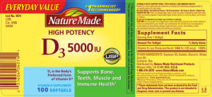 Label for High Potency D3 5000 IU
