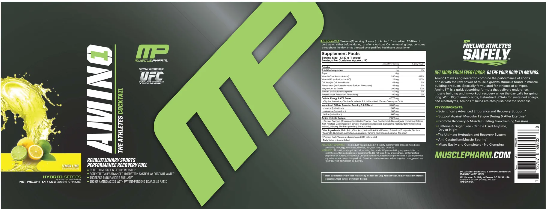 Label for Amino 1 Lemon Lime