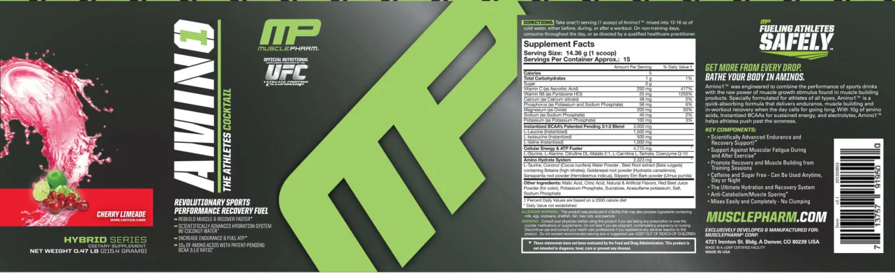 Label for Amino 1 Cherry Limeade