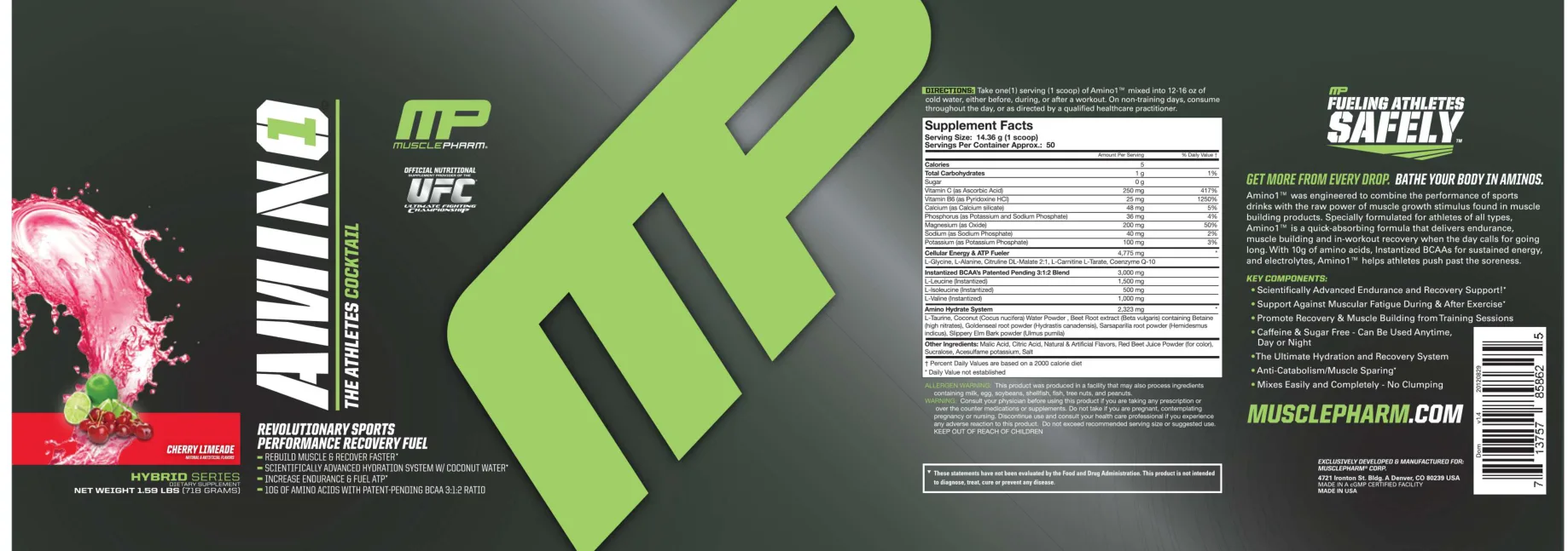 Label for Amino 1 Cherry Limeade