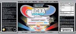 Label for BCAA Chewies Strawberry Tangerine Berry