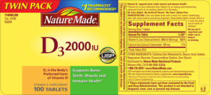Label for D3 2000 IU