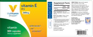 Label for Vitamin E Dry 268 mg