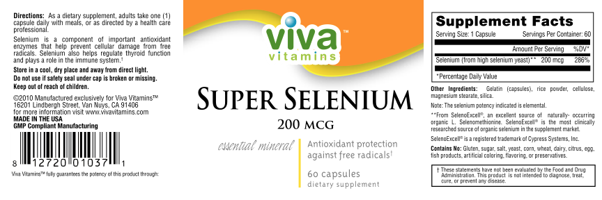 Label for Super Selenium 200 mcg
