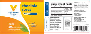 Label for Rhodiola Rosea 500 mg