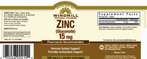 Zinc (Gluconate) 15 mg