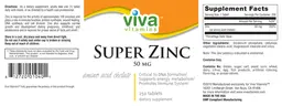 Label for Super Zinc 50 mg