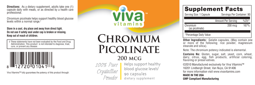 Label for Chromium Picolinate 200 mcg