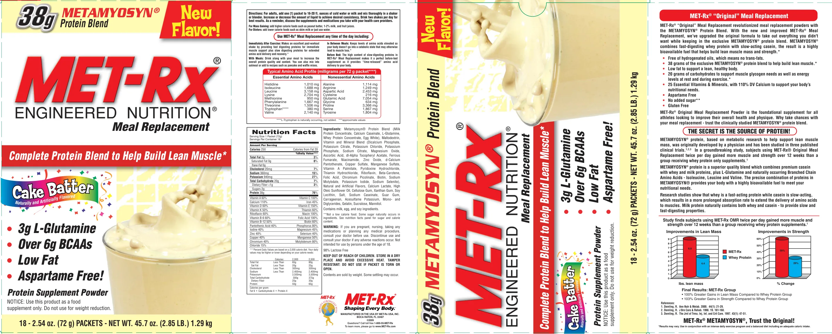 Label for MET-Rx Meal Replacement Cake Batter
