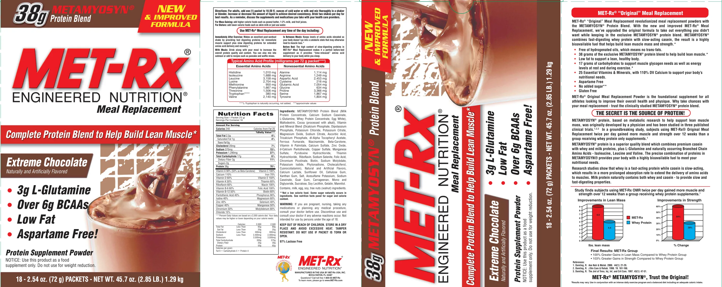 Label for MET-Rx Meal Replacement Extreme Chocolate