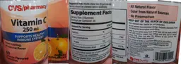 Label for Vitamin C 250 mg Orange Flavored Gummies