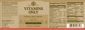 Label for Vitamins Only
