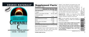 Label for Chewable C Fruit Flavor 120 mg