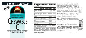 Label for Chewable C Fruit Flavor 120 mg