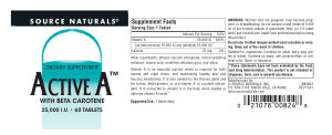 Label for Active A with Beta Carotene 25,000 IU