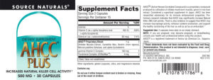 Label for AHCC Plus 500 mg