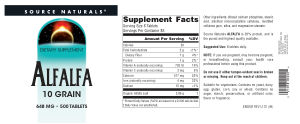 Label for Alfalfa 648 mg