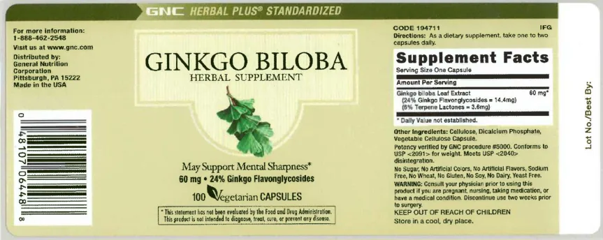 Label for Ginkgo Biloba