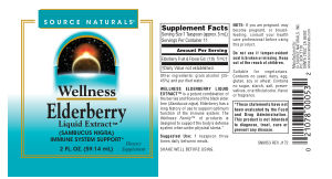 Label for Wellness Elderberry Liquid Extract