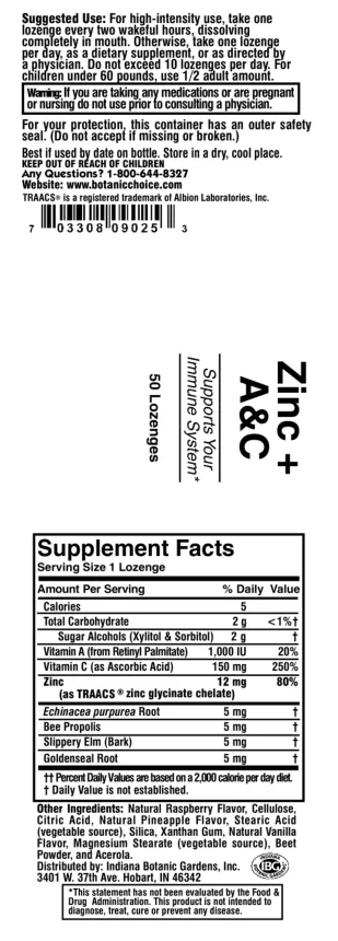 Label for Zinc + A & C