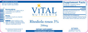 Label for Rhodiola Rosea 3% 200 mg