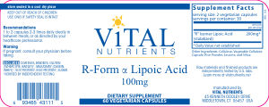 R-Form Alpha Lipoic Acid 100 mg