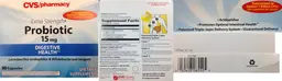 Label for Extra Strength Probiotic 15 mg