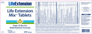 Label for Life Extension Mix Tablets