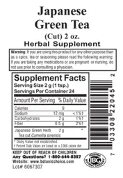 Label for Japanese Green Tea