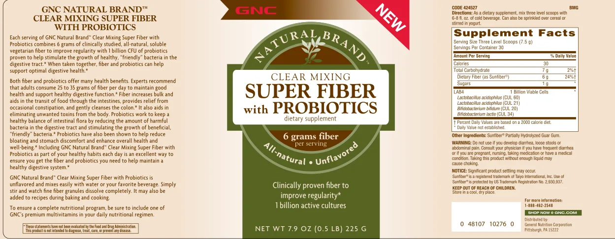 Label for Clear Mixing Super Fiber With Probiotics