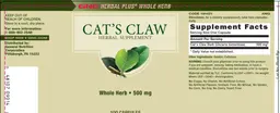 Label for Cat's Claw