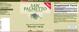 Label for Saw Palmetto