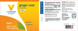 Label for Ginger Root 550 mg