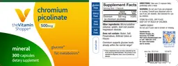 Label for Chromium Picolinate 500 mcg