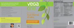 Label for One All-In-One Nutritional Shake Vanilla Chai